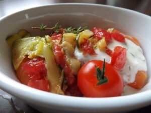 Cocotte de saumon et légumes ensoleillés