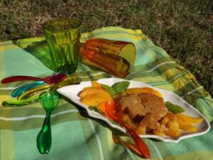 Cobbler à l'ananas et nectarine au sirop de canne et lait d'amande