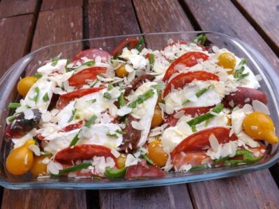Pavés de saumon savoureux au chorizo et légumes grillés