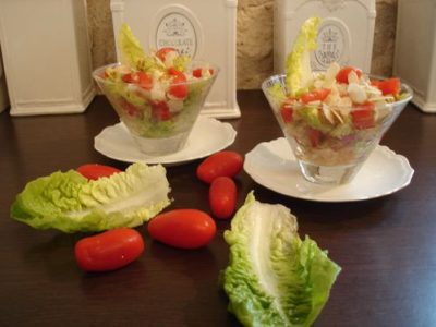 Recette rapide : Verrine au thon, tomate et paprika grillé