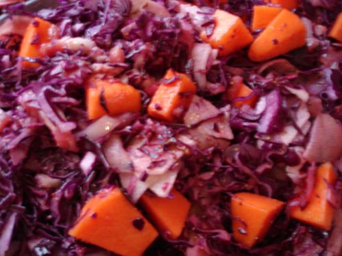 Recette facile : Chou rouge et potiron aux oignons et pommes