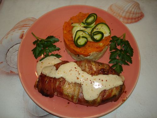 Pavé de Saumon Facile au Lard Fumé et Piment d'Espelette