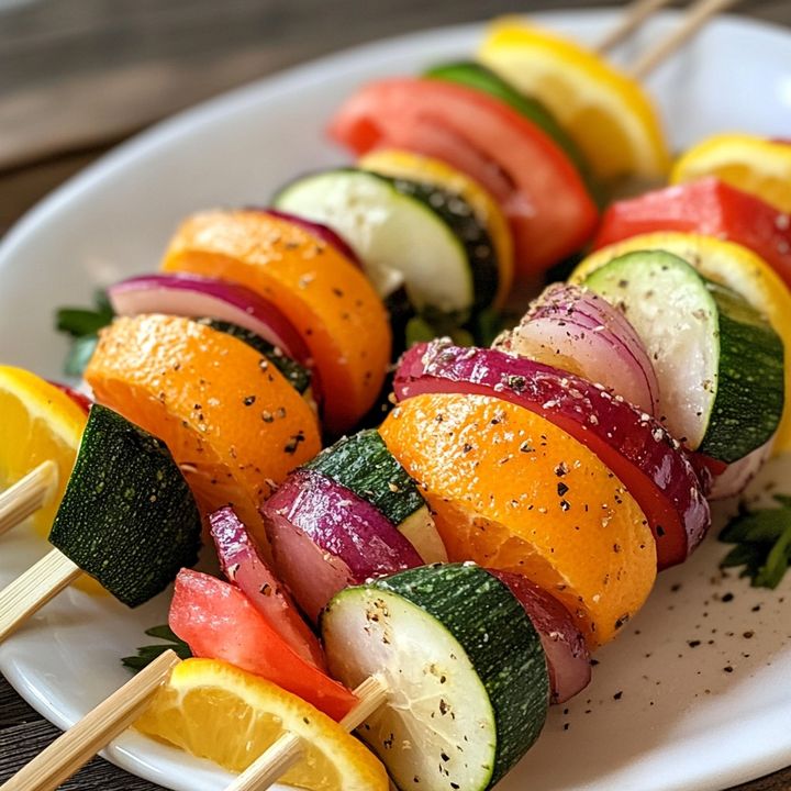 Brochettes Fraîches aux Agrumes et Légumes