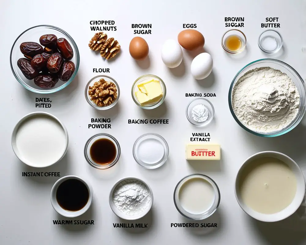 ingredients-de-la-recette-gateau-cafe-aux-dattes-et-noix-savoureux