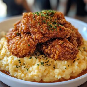 Recette Poulet Frit avec Purée Crémeuse