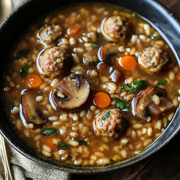 Soupe réconfort champignons et orge délicieuse