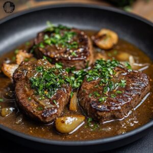 Steaks Savoureux avec Sauce Oignons Facile