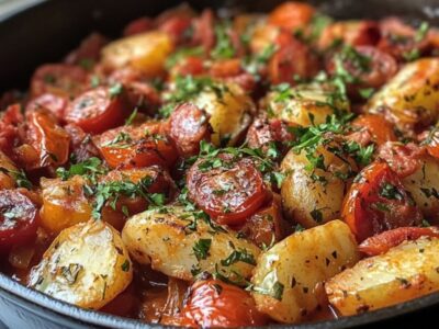 Recette Exquise : Cabillaud aux Tomates et Chorizo – Un Plat Méditerranéen Facile et Savoureux qui Éveillera vos Papilles !