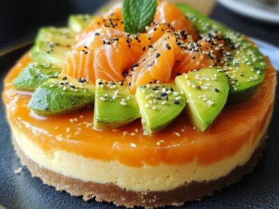 Réveillez vos Papilles avec ce Cheesecake Salé à l’Avocat et au Saumon : La Recette Facile et Irrésistible !