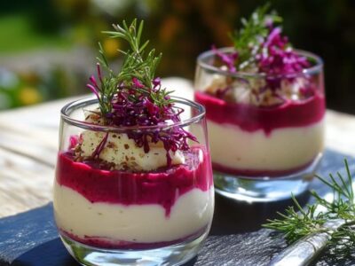 Créez une Explosion de Saveurs avec cette Recette Facile de Verrine de Chèvre Frais et Betterave