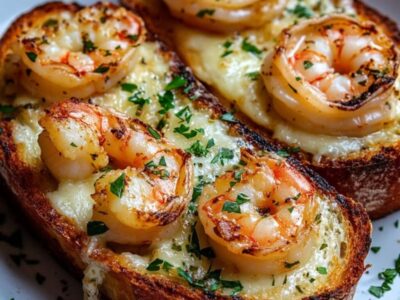 Découvrez comment préparer un irrésistible Pain à l’Ail avec Crevettes Grillées et Fromage fondu : la recette incontournable !