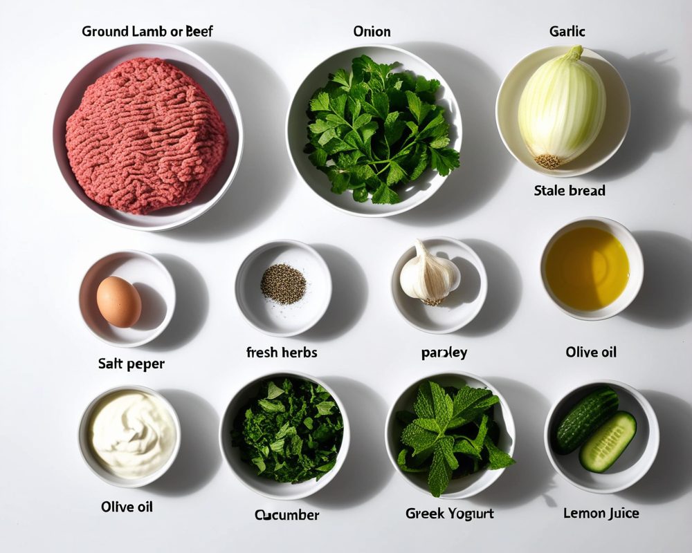 ingredients-de-la-recette-boulettes-grecques-tzatziki