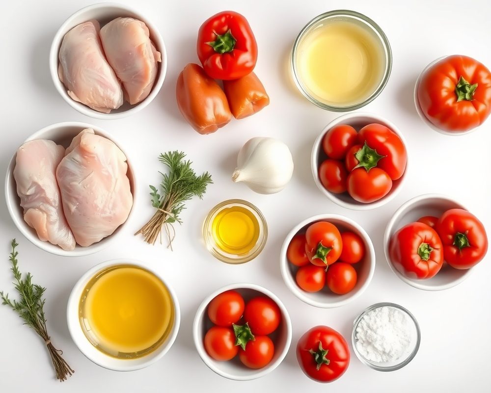 ingredients-de-la-recette-poulet-basquaise-authentique