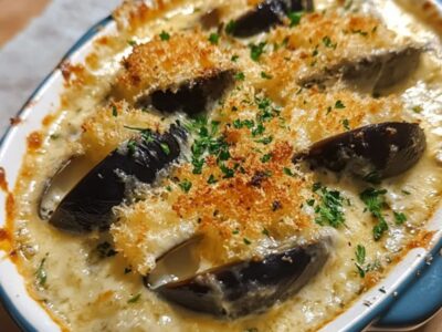 Découvrez la Recette Exquise des Moules Gratinées au Comté – Plaisir Gustatif Garanti!