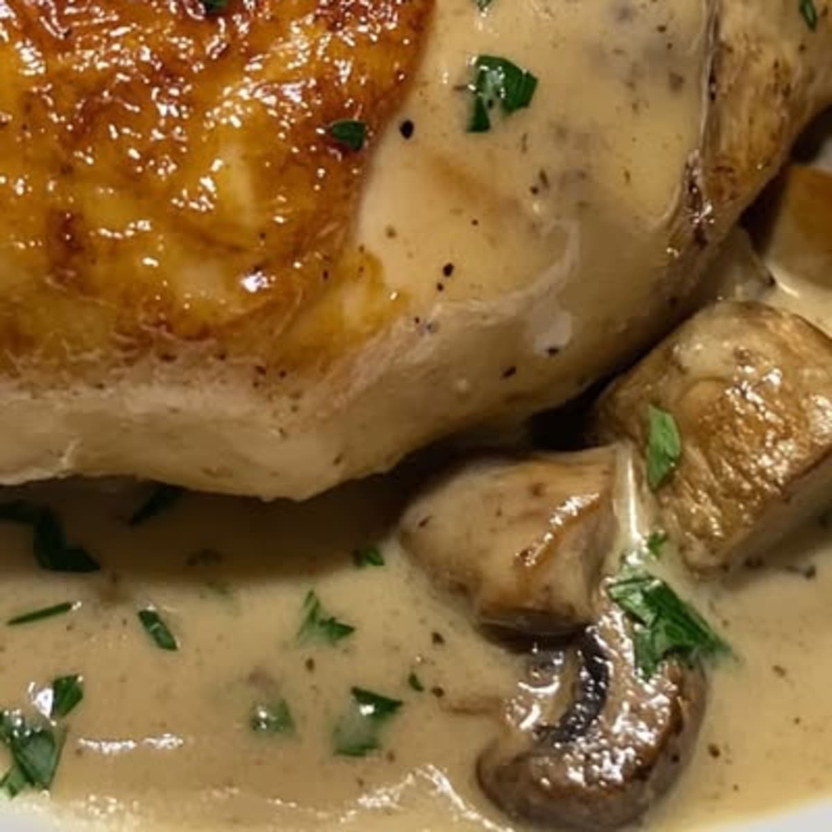 Poulet à la sauce moutarde et aux champignons2