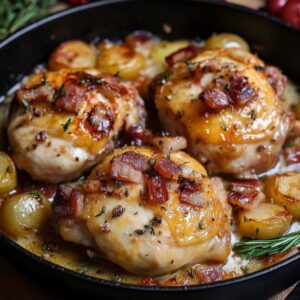 Poulet aux Lardons en Sauce Crémeuse