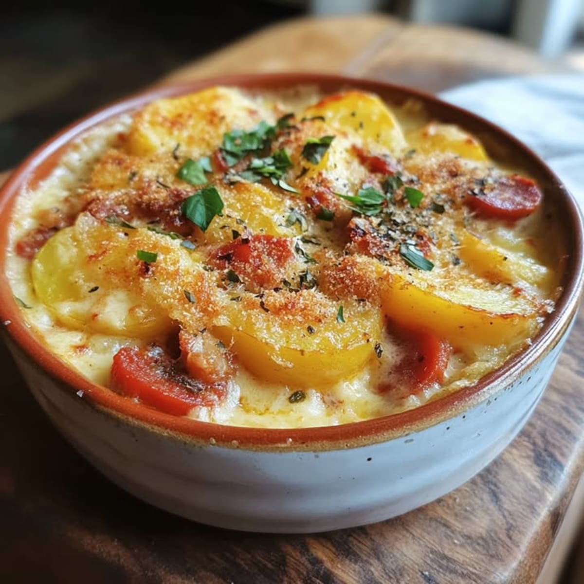 Gratin Chorizo Tomate