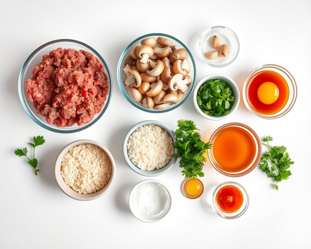 ingredients-de-la-recette-boulettes-champignons-savoureuses