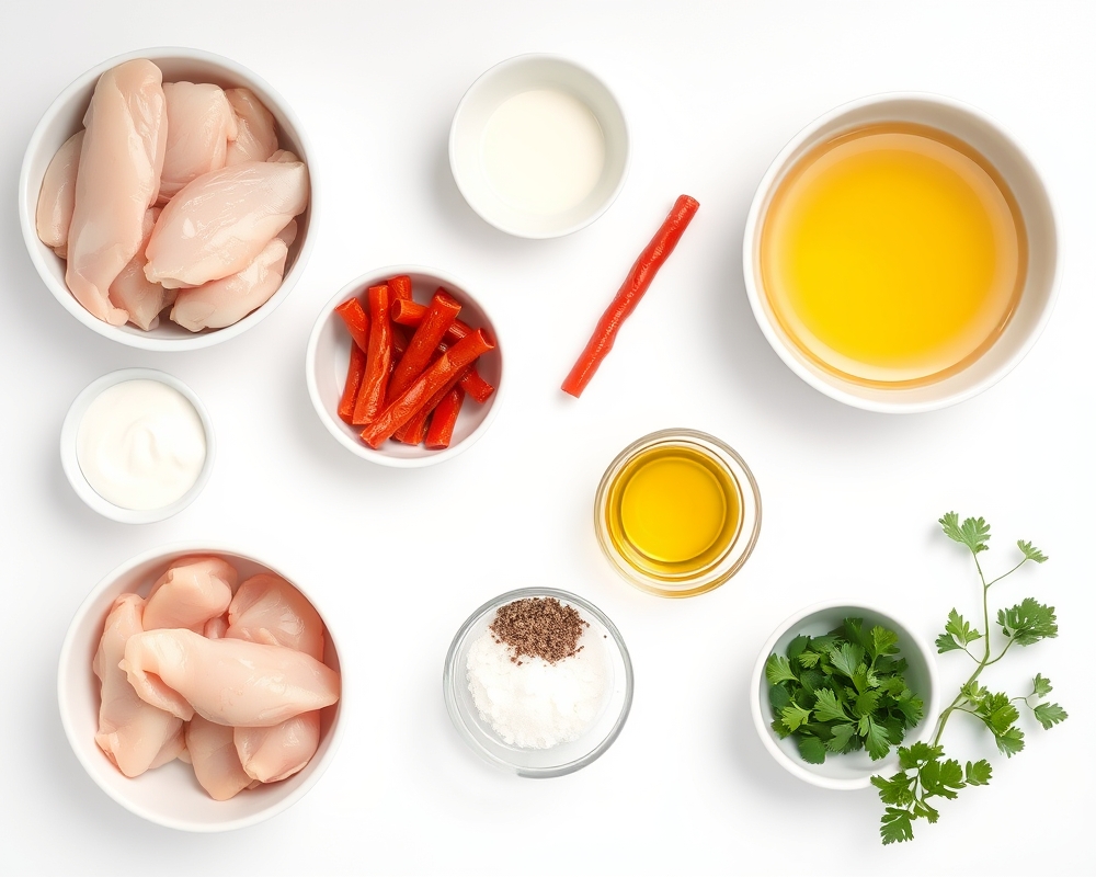 ingredients-de-la-recette-poulet-a-la-chorizo-et-sauce-cremeuse