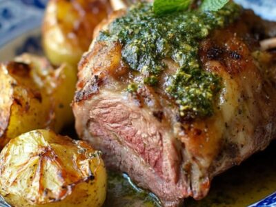 Délicieux Agneau Rôti avec Sauce à la Menthe Revigorante