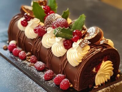 Bûche de Noël Chocolat-Framboises : Délice Légère à Tester !