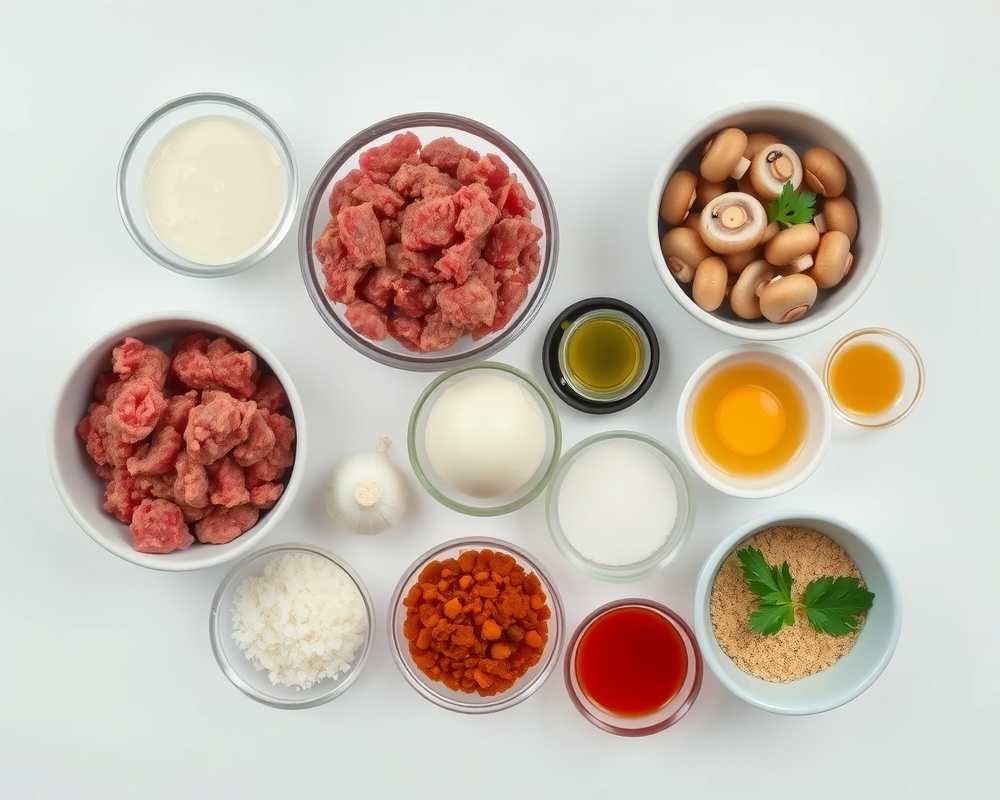 ingredients-de-la-recette-boulettes-cremeuses-champignons