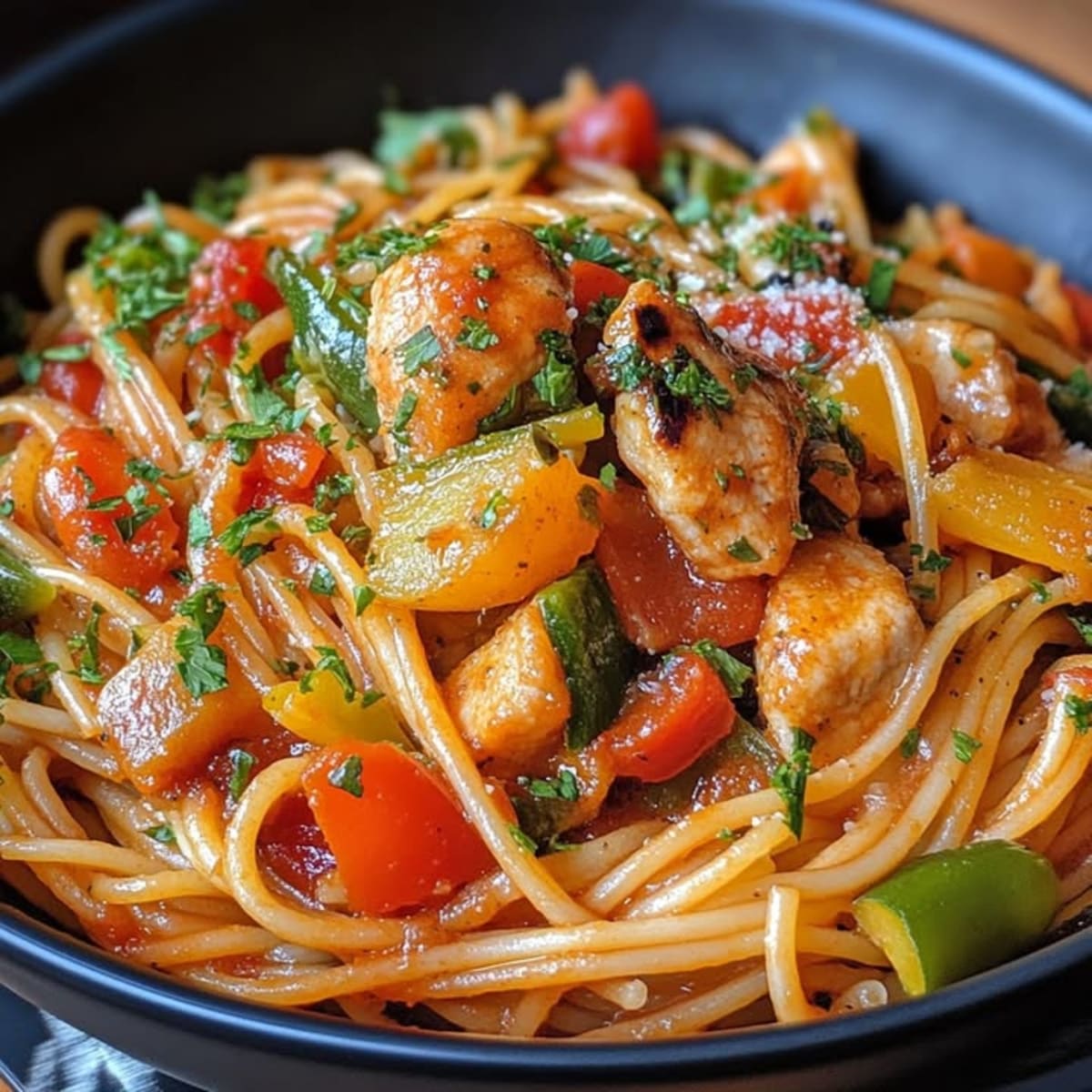 Spaghetti Poulet Légumes