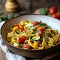 Délectez-vous de Tagliatelles Fraîches aux Légumes du Soleil!