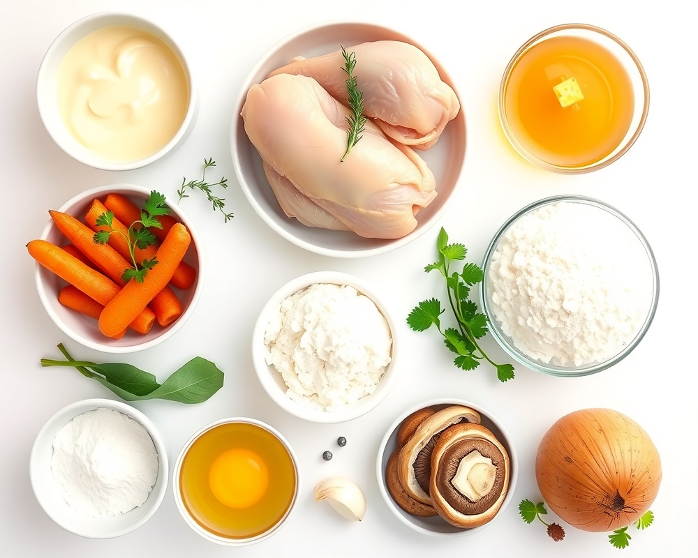ingredients-de-la-recette-blanquette-poulet-cremeuse