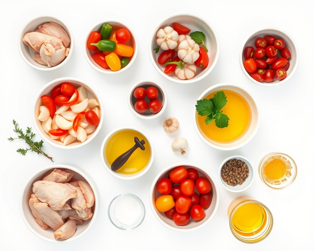 ingredients-de-la-recette-poulet-basquaise-inratable