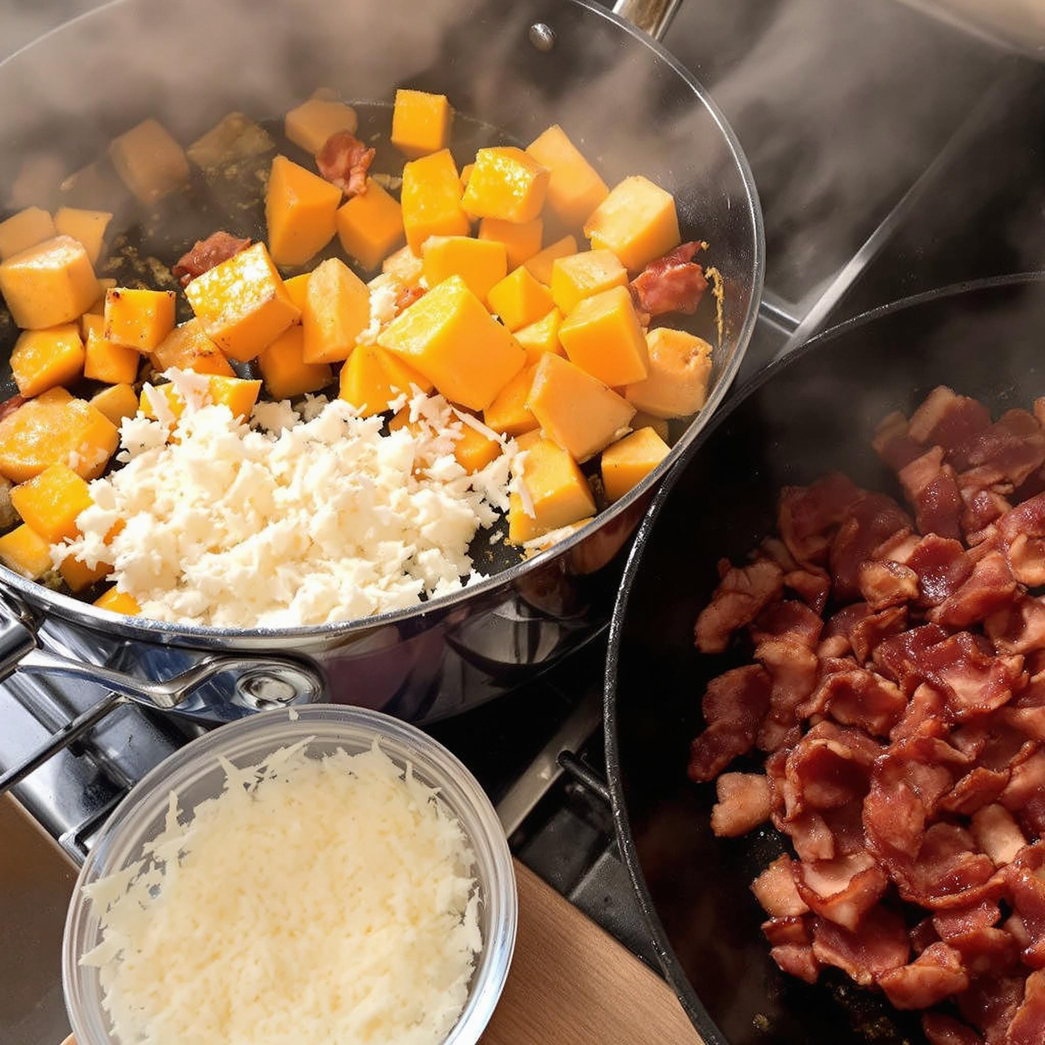 recette gratin butternut lardons