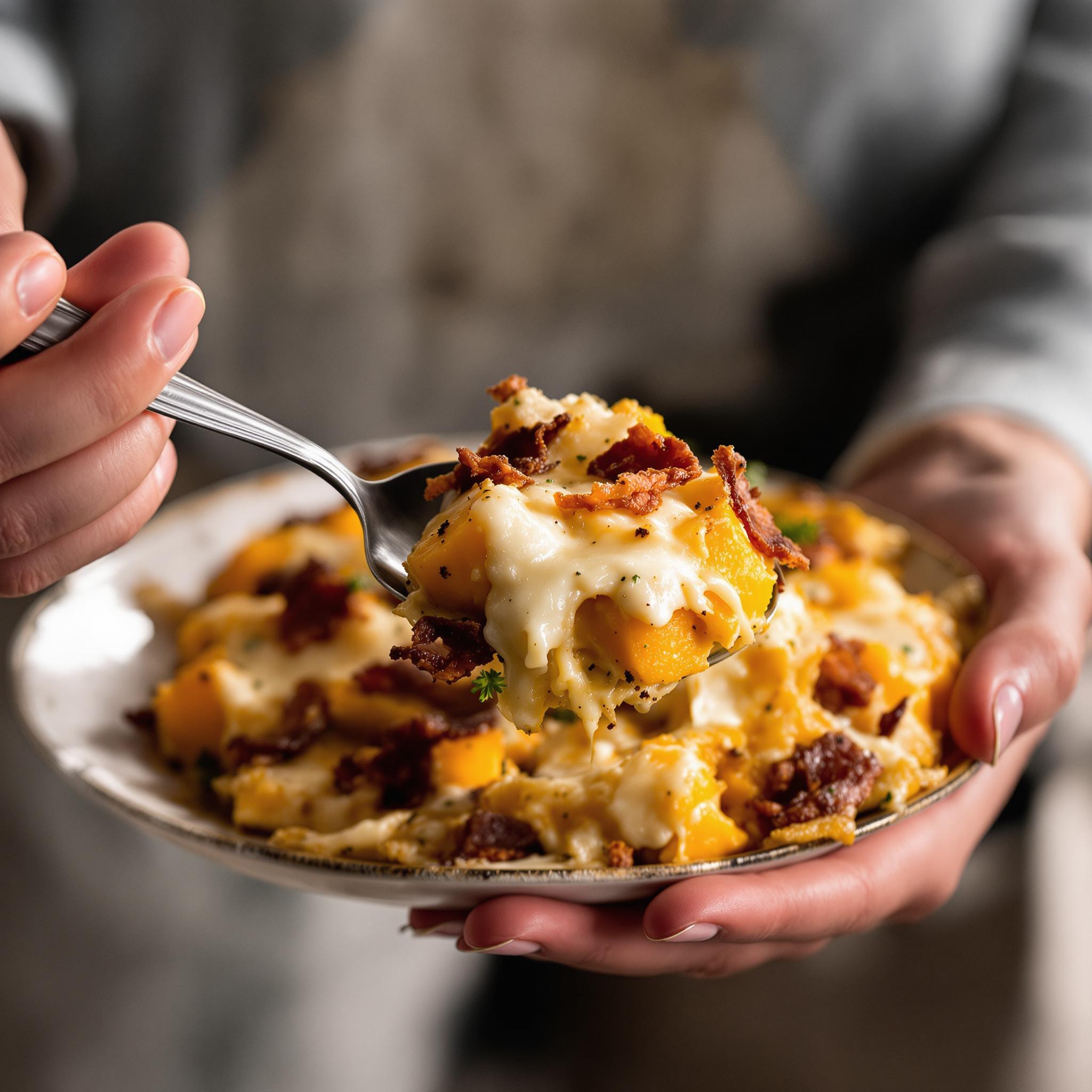 recette gratin butternut lardons