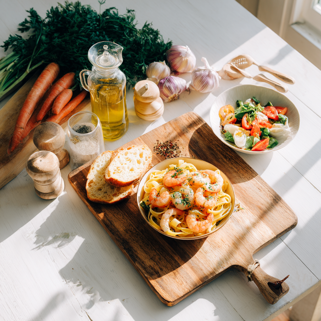 recette italienne pâtes aux gambas