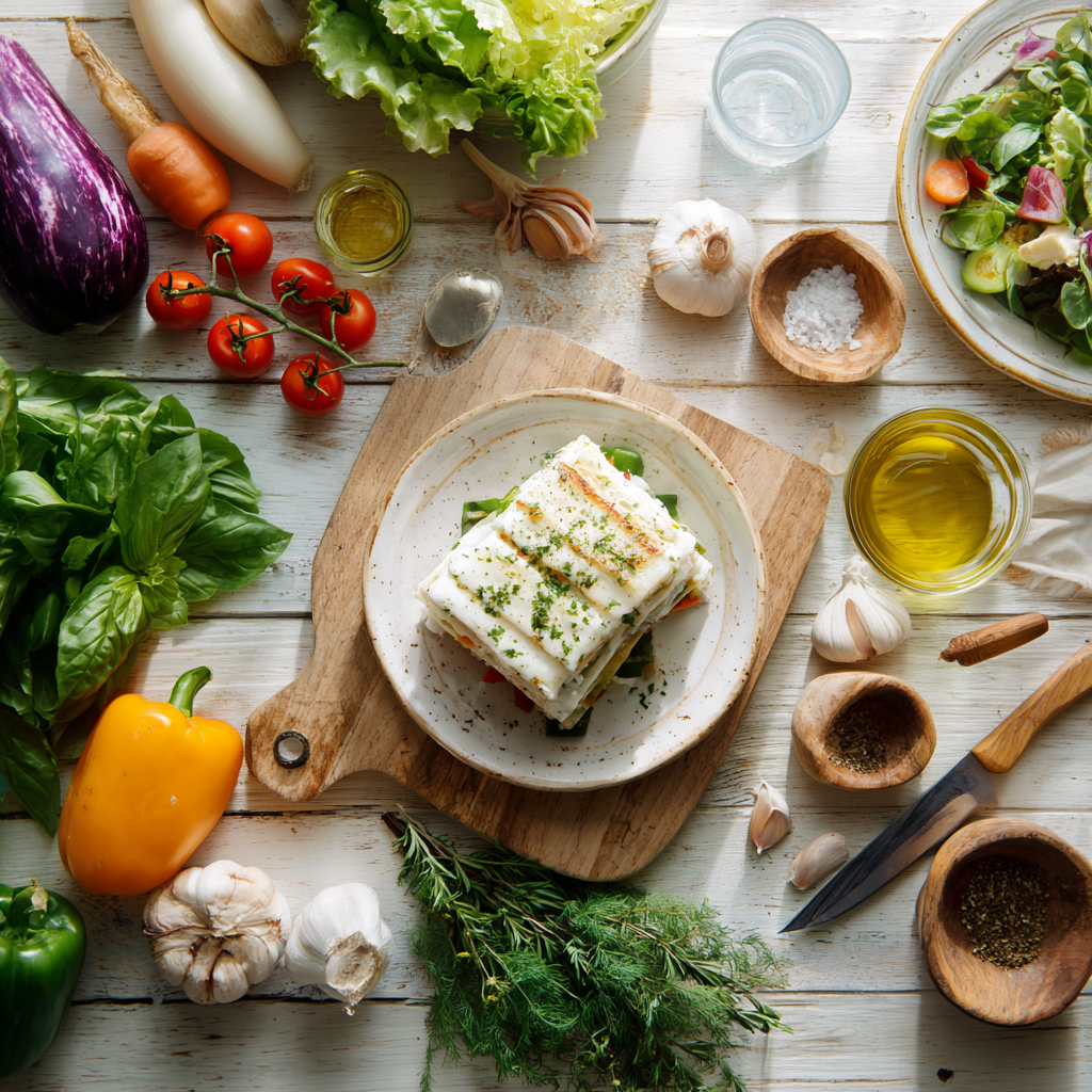 lasagnes aux légumes et mozzarella