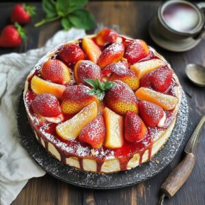 Gâteau Fraises Pêches Délicieux