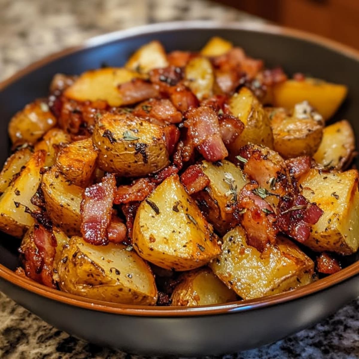 Pommes rôties miel bacon