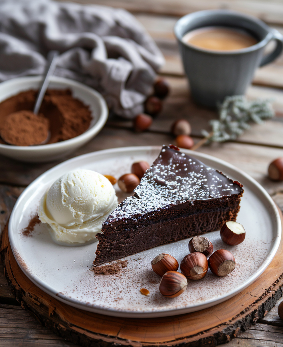 gateau au chocolat et aux noisettes