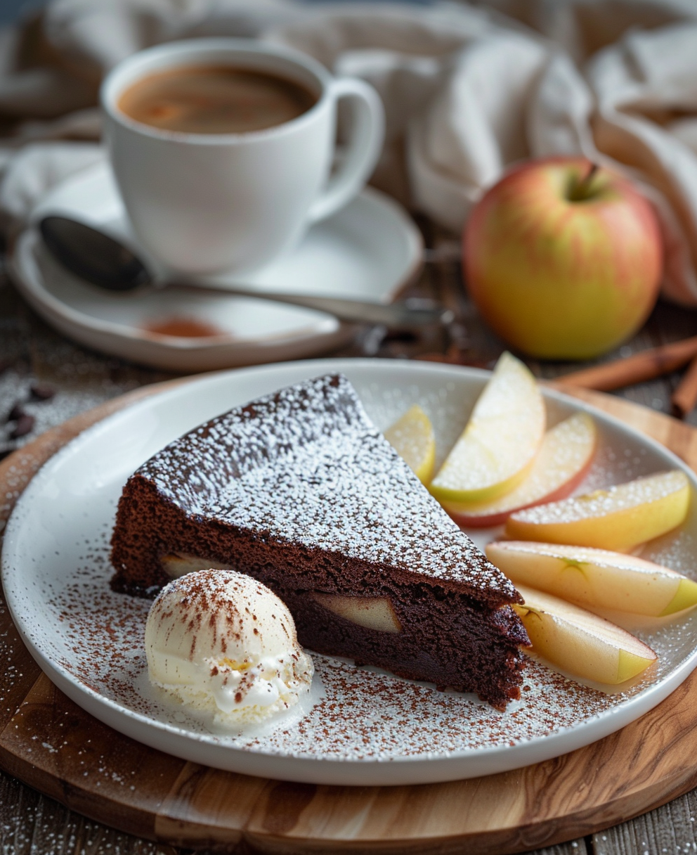 gateau au chocolat et pomme