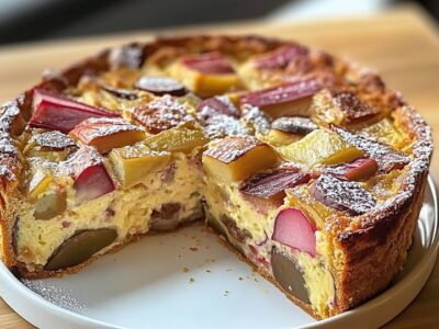 Clafoutis Rhubarbe Pruneaux Savoureux et Facile à Réaliser