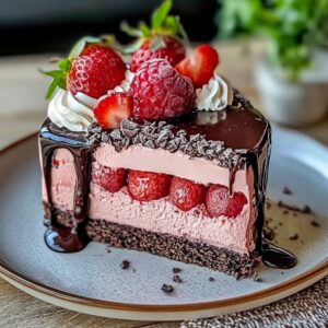 Gâteau glacé fraises-chocolat