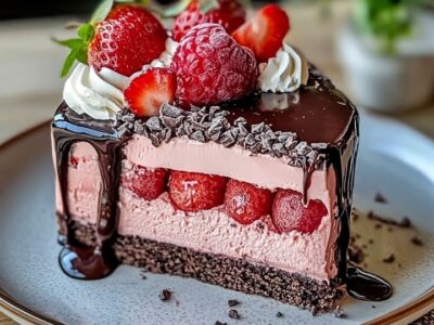 Gâteau glacé fraises-chocolat : Recette facile et savoureuse