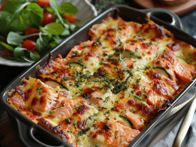 Lasagnes au saumon et courgettes : Recette facile et savoureuse