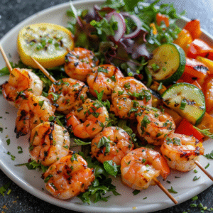 Brochettes de crevettes au citron