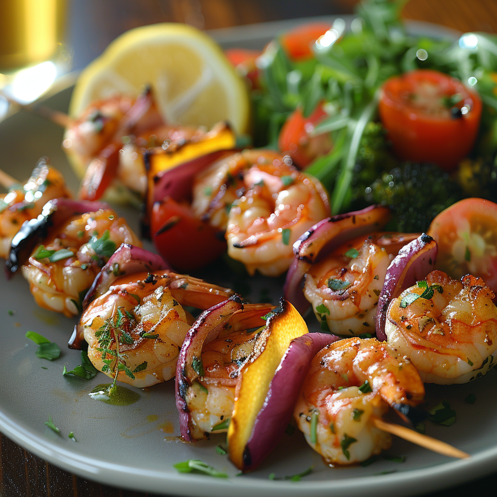 Brochettes de crevettes au citron
