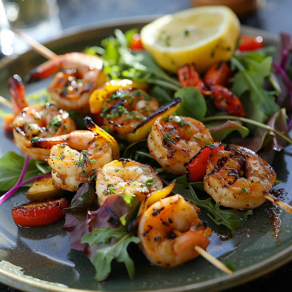 Brochettes de crevettes au citron