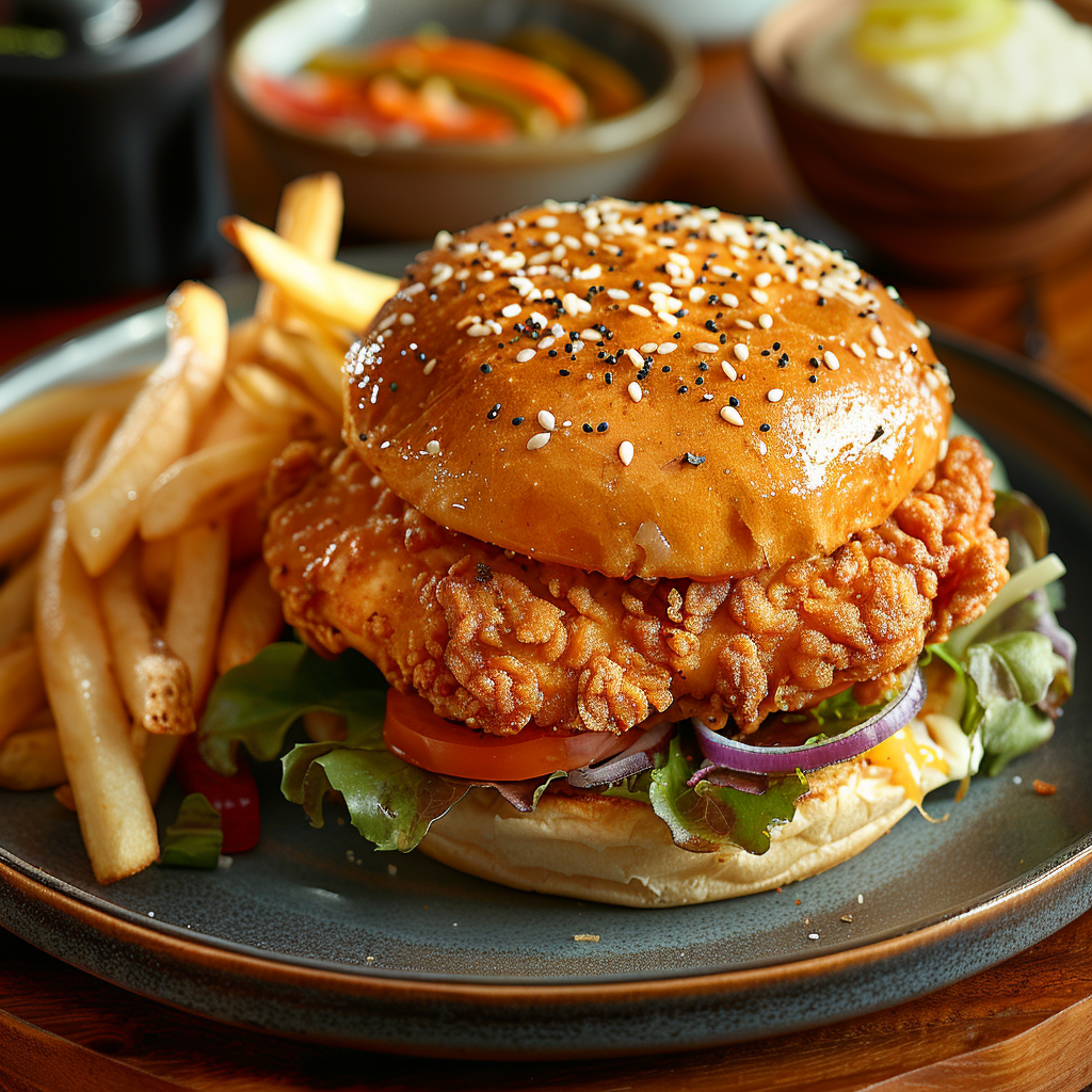 Burger au poulet croustillant