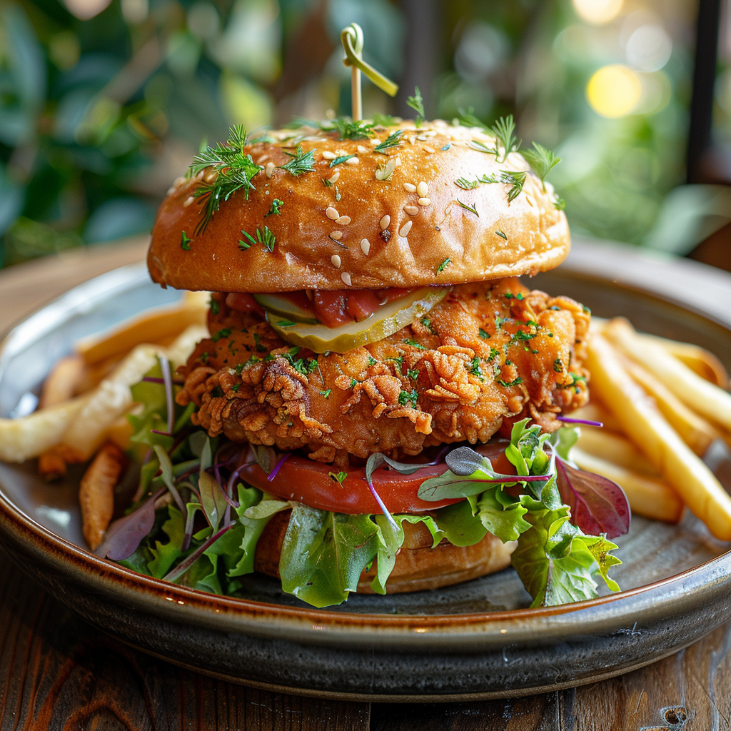Burger au poulet croustillant