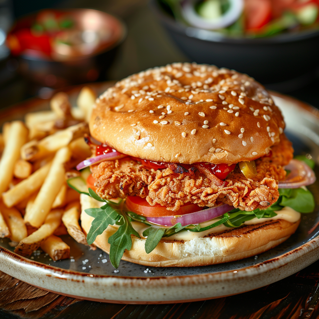 Burger au poulet croustillant