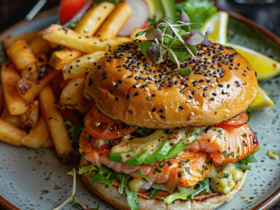 Burger au saumon et avocat : Recette facile et savoureuse