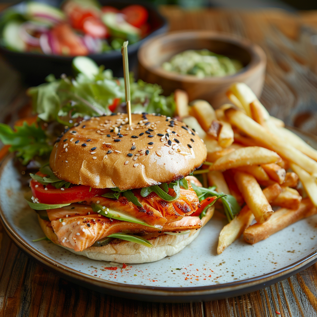 Burger au saumon et avocat